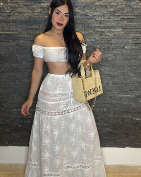 Conjunto Cropped e Saia