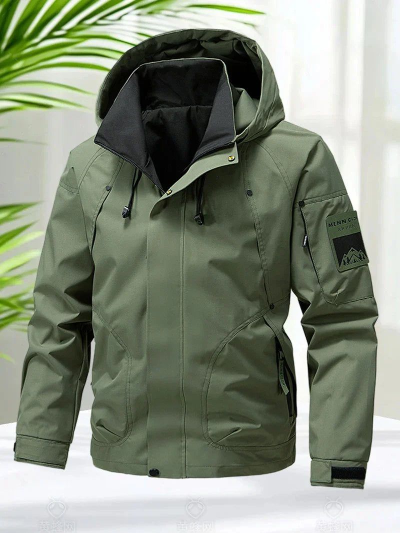 Jaqueta impermeável masculina ao ar livre softshell zip up jaqueta com capuz