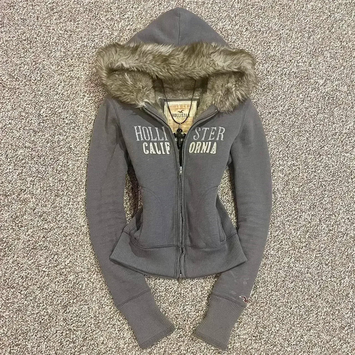 Jaqueta vintage casual com capuz e zíper